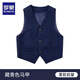 羅蒙兒童西服馬甲春秋男童花童禮服小主持人西裝坎肩表演出合唱服童裝 藏青馬甲 140