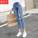 嘜伊衣牛仔褲女九分褲2025年小個(gè)子女裝春夏薄款高腰顯瘦小個(gè)子八分褲子 中藍-九分 27