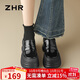 ZHR樂(lè )福鞋女英倫風(fēng)厚底粗跟單鞋女舒適圓頭百搭皮鞋女 J272 黑色 37 