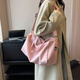 犀利小姐（XILIMISS）潮牌斜挎包女大容量帆布包學(xué)生上課休閑純色腋下百搭單肩托特包夏 粉色