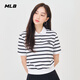 MLB官方女款學(xué)院風(fēng)條紋短款polo衫百搭短袖PQV01 紐約洋基隊/象牙色 S