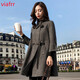 VIAFRR香港潮牌時(shí)尚輕熟風(fēng)減齡純色九分袖通勤暗扣2021年秋季紐扣毛呢大衣外套潮 黑色 XL