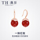 唐后（TH）紅瑪瑙耳環(huán)女925銀耳釘時(shí)尚耳墜簡(jiǎn)約氣質(zhì)耳飾送生日節(jié)日禮物 玫瑰金色紅瑪瑙