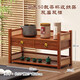 德鴻朗實(shí)木桌面茶杯架茶具茶器紫砂壺收納架茶桌擺放架博古架小型置物架 花梨色兩層雙抽款50*21*28