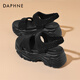 達芙妮（DAPHNE）涼鞋女露趾增高沙灘鞋外穿一字帶涼鞋2024夏季新款時(shí)尚百搭 黑色 37 (235mm)