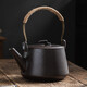 唯古陶瓷燒水壺黑陶煮茶壺提梁養生壺大號單個(gè)家用電陶爐碳爐明火戶(hù)外 銀黑z頂壺（900ml）
