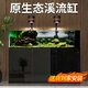 森森（SUNSUN）原生態(tài)溪流缸魚缸原生缸魚缸客廳超白玻璃底濾魚缸 靜謐黑-標(biāo)準(zhǔn)款 升級(jí)底濾（黑金筒燈） 151長47.6寬40缸高85柜高厘米