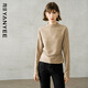 顏域半高領(lǐng)長(cháng)袖針織上衣女裝2024秋季通勤收腰顯瘦打底衫 杏色 S/36