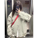 POUM美式復(fù)古高街潮牌飛行員夾克男女秋季vintage棒球服情侶外套男 TMZXF-W04灰色 常規(guī) XL