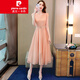 皮爾卡丹雪紡連衣裙女夏裝2026年新款收腰顯瘦氣質(zhì)時(shí)尚氣質(zhì)夏天長(cháng)裙子針織 仙粉色 2XL