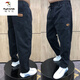 啄木鳥（TUCANO）男士老爹牛仔褲2024春秋冬加絨加厚百搭寬松大碼哈倫純色直筒褲子 YG-D804黑色 2XL