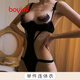 帛依蜜（boYimi）內(nèi)衣女款性感睡衣夏季新款感小胸聚攏免脫蕾絲吊帶連體衣火辣私房 肉色 黑色(鏤空連體衣) M