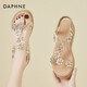 達(dá)芙妮（DAPHNE）涼鞋女夏高跟夏季新款單鞋坡跟厚底松糕學(xué)生水鉆仙女風(fēng)松緊帶 金色 38 (240mm)