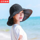 云見森知 遮陽帽子女夏天韓版大沿黑膠太陽帽沙灘防曬帽可折疊涼帽大檐 黑色