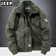 JEEP SPIRIT飛行夾克男士秋冬加絨加厚大碼毛領(lǐng)純棉棉服休閑保暖外套棉衣 軍綠1989 XL