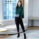 衣典零一兩件套21年秋裝新款秋季時(shí)尚休閑女裝套裝春秋遮肚子顯瘦休閑褲哈倫褲老爹褲衛衣套裝女九分褲子 墨綠色 M