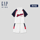 蓋璞男幼童夏季logo撞色polo短袖T恤短褲套裝兒童裝465417 白色 110 cm(4-5歲) 亞洲尺碼