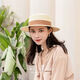 ALBINELE草帽女夏天復古英倫平頂禮帽韓版沙灘帽防曬遮陽(yáng)帽ins網(wǎng)紅平頂帽 米色 可調節 (55-60cm)