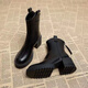 大東秘語(yǔ)馬丁靴子女秋冬季2024今年流行的短靴女韓系小踝靴粗跟瘦瘦靴 黑色加絨 36