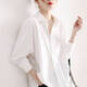 HAAPES女裝專(zhuān)柜官方網(wǎng)春秋季百搭慵懶輕熟風(fēng)純色襯衫翻領(lǐng)單排扣氣質(zhì)上衣 白色襯衫 M 【3碼】
