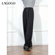 LAGOGO【糯米褲】加絨休閑褲女拉谷谷2024年冬季新款白色闊腿褲子 黑色 M