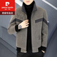皮爾卡丹（pierre cardin）春秋呢子外套男士金貂絨立領(lǐng)夾克冬裝新款加厚休閑短款毛呢大衣男 卡其色【高品質(zhì)】 XL 【130-150】