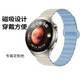 適用華為Wtach4/4pro表帶雙色磁吸硅膠替換帶男女款智能手表腕帶 白配藍 適用華為Watch 4/4pro