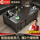 乾厚家具功夫茶幾全自動(dòng)上水客廳茶桌椅組合辦公室火燒石多功能泡茶臺(tái)一體 黑色+火燒石茶盤 1.5米*0.9米