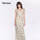 Fabrique【郁花園】小飛袖印花連衣裙女2024夏季新款 草綠 M