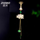 致末（ZHIMO）旗袍壓襟國風(fēng)如意母貝荷花掛件流蘇淡水珍珠古風(fēng)蓮蓬漢服胸針配飾 金色