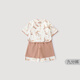 巴厘小豬女童漢服套裝春秋兒童新中式純棉嬰幼兒九分褲衣服女寶寶周歲禮服 鳳鳴朝陽 90