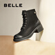 百麗（Belle）戶(hù)外時(shí)尚羊皮馬丁靴女商場(chǎng)同款舒適短靴3NW40DD5 黑色-單里 38 (240mm)