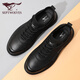 七匹狼男鞋秋冬季真皮鞋子男士休閑鞋板鞋軟底舒適運動(dòng)皮鞋時(shí)尚小白鞋 3019 黑色 43 皮鞋碼