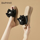 DAPHNE達芙妮拖鞋女外穿夏高跟涼拖夏季新款女鞋坡跟一字拖沙灘鞋 3028款黑色  跟高5cm 39 (245mm)