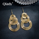 Qlady歐美夸張圈圈耳環(huán)女時尚圓圈個性新款潮流復(fù)古耳墜氣質(zhì)高級大氣裝飾耳飾女 金色