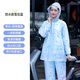 雨滴戀雨衣雨褲套裝女款成人全身防暴雨外賣(mài)男女電動(dòng)車(chē)分體式雨衣一體式 雪花藍【雙帽檐+大口袋+加厚】 小號【150cm-165cm】