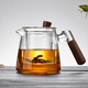 美斯尼 茶壺玻璃泡茶壺 加厚耐熱玻璃泡茶器帶過(guò)濾木把功夫茶壺 木柄壺 650ml