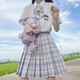 jk制服格裙全套女學(xué)生裙子夏季日系少女制服百褶裙短裙學(xué)院風(fēng)半身裙JK閃動少女 星野 百褶裙+短袖襯衫+領(lǐng)結(jié) M