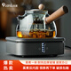 全度（Quandu） 玻璃蒸煮一體四代茶壺玻璃側(cè)把壺電陶爐煮茶壺木把茶具 貓眼二代電陶爐灰+墩墩壺 900ml