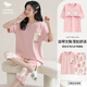 短袖睡衣女帶胸墊春夏純棉質(zhì)七分褲家居服休閑加肥大碼少女士套裝 STS85134淺粉小花帶胸墊 M