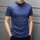 奧德里奇（Aodeliqi）短袖T恤男士夏季絲光棉涼感透氣純色打底衫半袖小高領(lǐng)修身t恤上衣 寶藍色 2XL