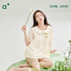 安之伴【巨好睡】睡衣女夏季親膚棉純色系少女感短袖短褲女士家居服套裝 谷黃 XL