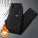 JEEP SPIRIT吉普運(yùn)動(dòng)褲男秋冬羊羔絨棉褲保暖長(zhǎng)褲加厚休閑褲 黑色直筒 5XL