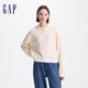 GAP女裝小熊logo純色連帽衫重磅螺紋寬松衛衣640312 米色 M (165/84A) 亞洲尺碼