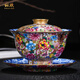 縱歡景德鎮(zhèn)陶瓷青花瓷手工手繪琺瑯彩粉彩萬花蓋碗敬茶泡茶碗功夫茶具 百花蓋碗