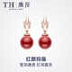 唐后（TH）紅瑪瑙耳環(huán)女新中式輕奢寶石耳釘925銀小眾耳墜送生日節日禮物 玫瑰金色紅瑪瑙耳環(huán)