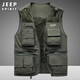 JEEP SPIRIT網(wǎng)眼馬甲男夏季戶(hù)外釣魚(yú)攝影多口袋速干寬松休閑無(wú)袖外套定制印字 ZGQ9322軍綠色 4XL