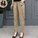 啄木鳥(niǎo)含棉褲子女春秋款2026新款哈倫褲氣質(zhì)百搭顯瘦減齡寬松休閑九分 卡其色 3XL【建議130-140斤】