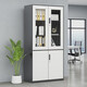 洛克菲勒 辦公室文件柜鐵皮柜資料檔案柜玻璃儲物柜財務(wù)憑證柜帶鎖矮柜子 灰套白*大器械文件柜 0.8mm