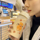 卡西菲kaxifei（KAXIFEI）韓版ins可愛(ài)少女玻璃杯水杯吸管杯大人孕婦產(chǎn)婦簡(jiǎn)約清新便攜杯子 磨砂吸管杯櫻桃熊350ml+杯套